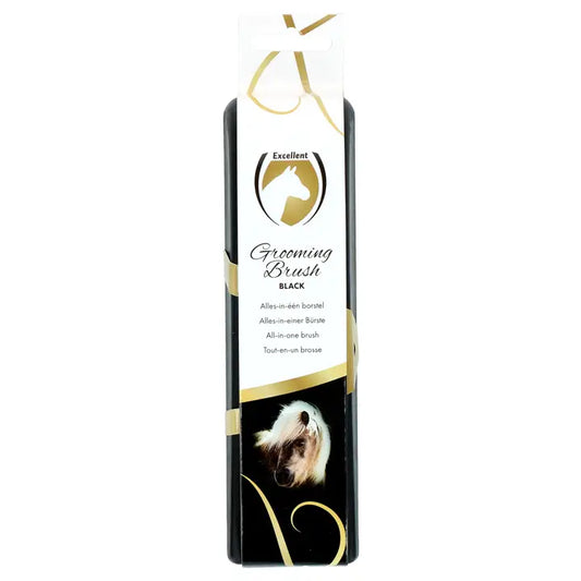 Excellent Horse - Grooming brush massage- en harenborstel M/L zwart/roze