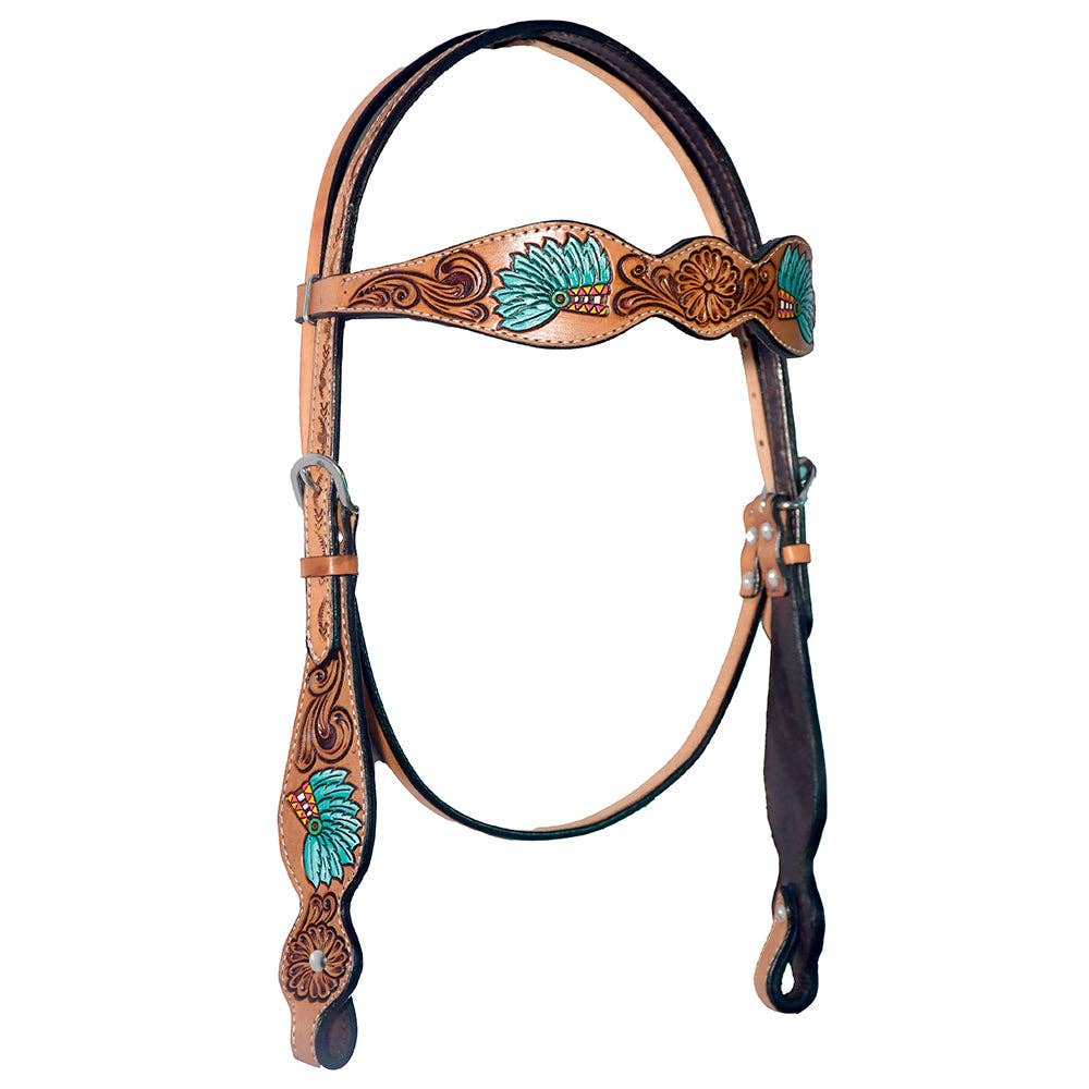 LS Western - Western Lederen Hoofdstel indianentooi