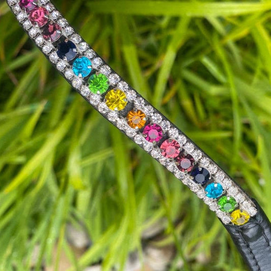 Lucas & Lilli - Diamante Frontriem zwart leder Rainbow