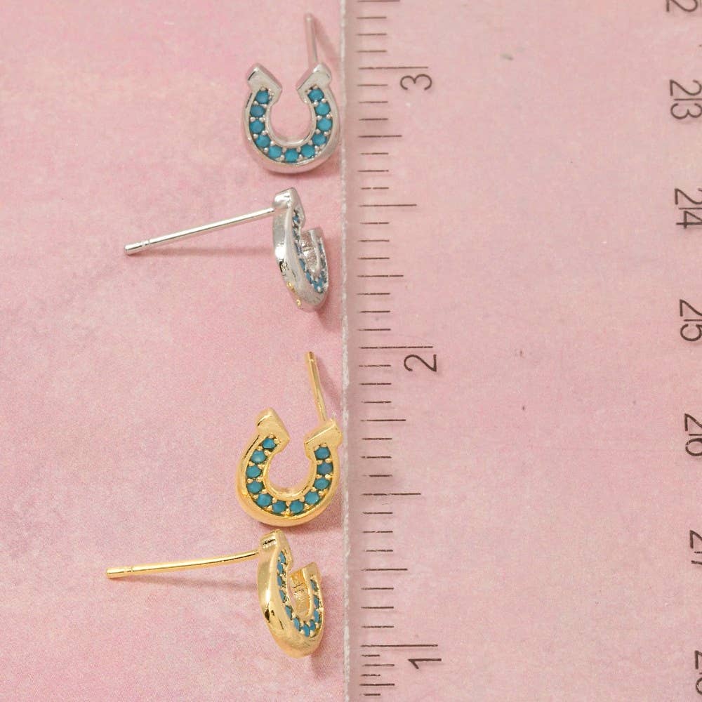 Fame - Western Hoefijzer Oorstekers turquoise