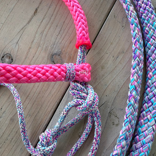 Het Paardenatelier - Touwhalster set rijhalster + teugels ‘Barbie Dreams’ paarsmix/roze