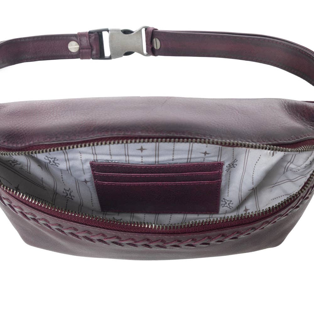 Myra Bag - Zidana Amarillo gelooide leren heuptas Wildrose Plum