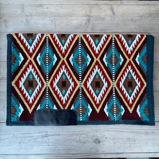 SB054 - Western oversized showblanket A - Zeeblauw, turquoise, rood