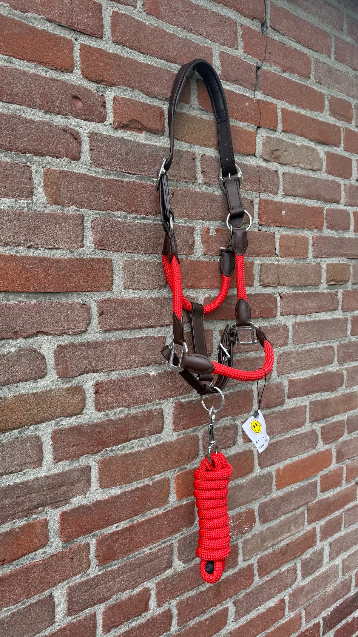 FMH - Havana lederen halsterset met gekleurd touw incl. halstertouw ‘Red Heritage’