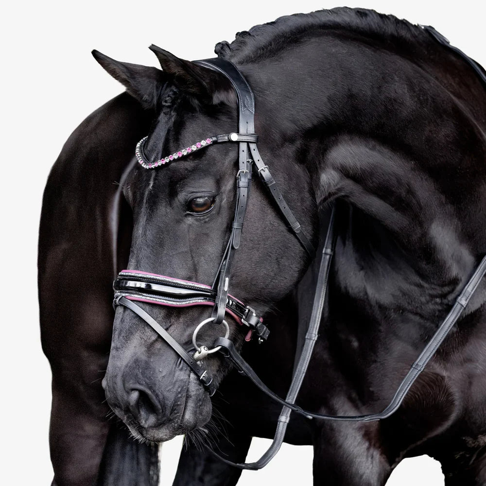 Lumiere - Luxe Hanoverian hoofdstel 'Paloma' roze onderlegd