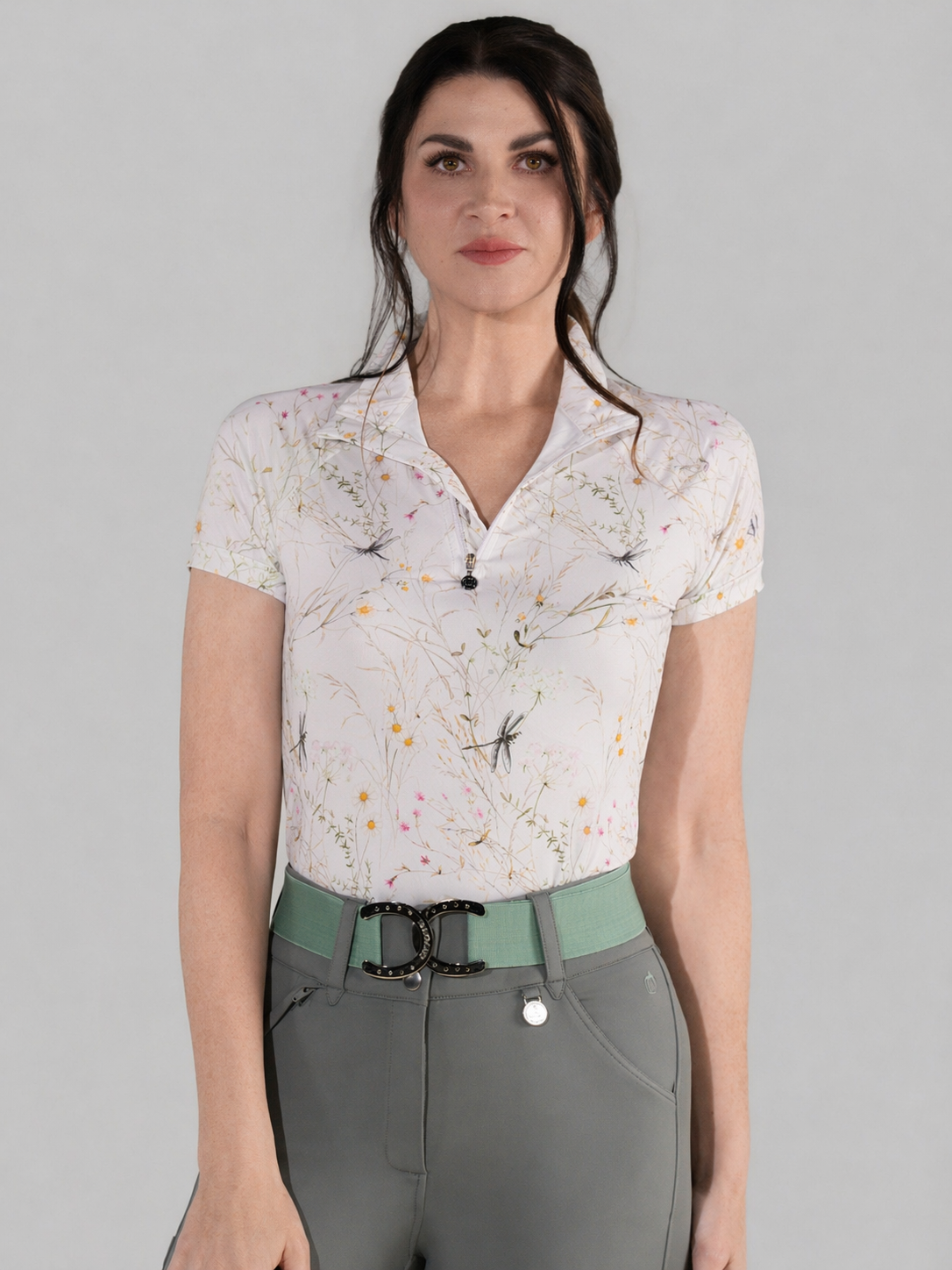 Dapplebay - Dragonfly Meadow Pink 1/4 Rits SS Rijshirt