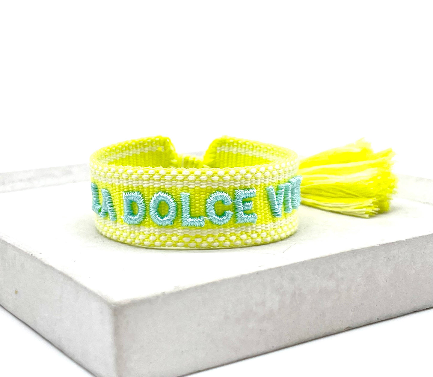 Parsley & Pepper - La Dolce Vita armband neon geel/ ijsblauw