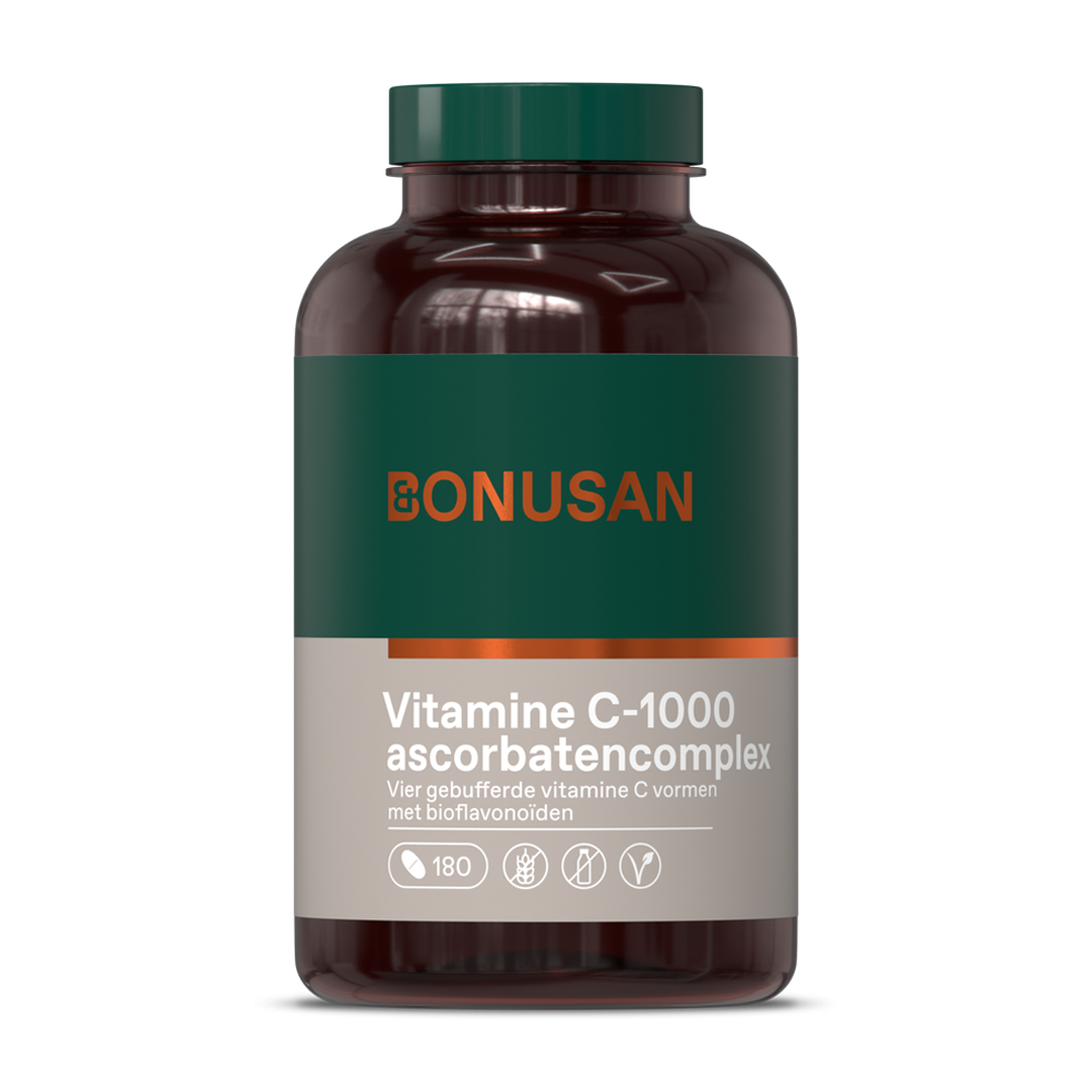 Bonusan Vitamine C-1000 Ascorbatencomplex – gebufferde vitamine C met zink, magnesium en bioflavonoïden