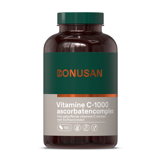 Bonusan Vitamine C-1000 Ascorbatencomplex – gebufferde vitamine C met zink, magnesium en bioflavonoïden