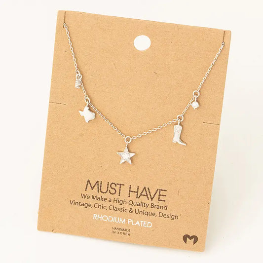Fame - Texas star boots bedelketting goud of zilver