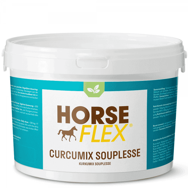 HorseFlex Curcumix supplement voor paarden met curcuma, boswellia en groenlipmossel.
