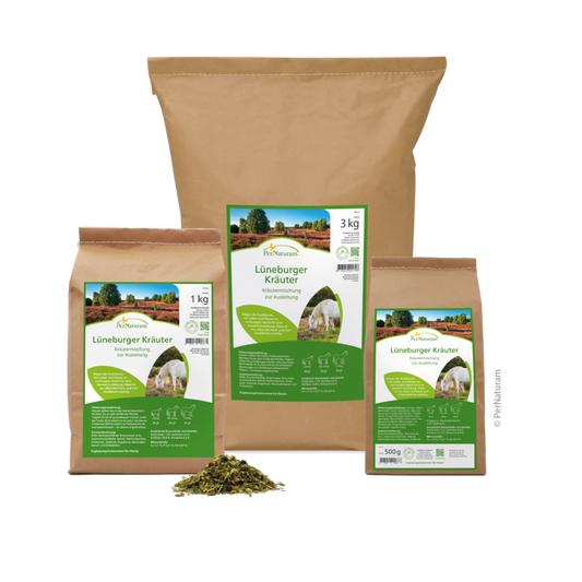 Lüneburger kruidenmix van Pernaturam voor natuurlijke verzorging en ondersteuning van paarden