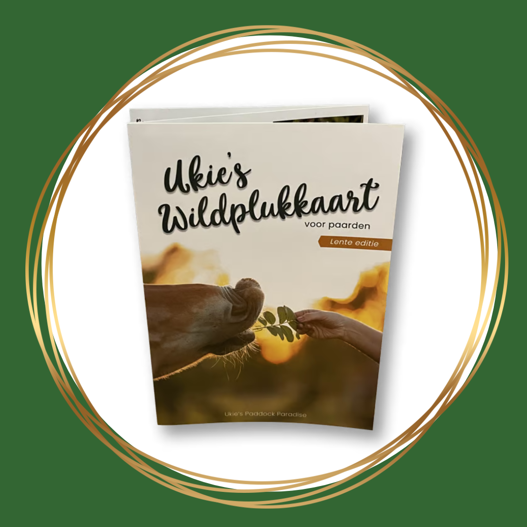 Ukie’s Wildplukkaart Lente met eetbare kruiden en bloemen voor paarden in het voorjaar