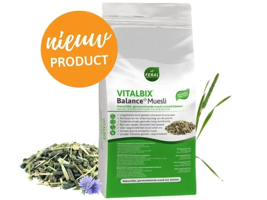 Vitalbix Balance+ Muesli, structuurrijke en suikervarme paardenvoeding met kruiden, luzerne en lijnzaad