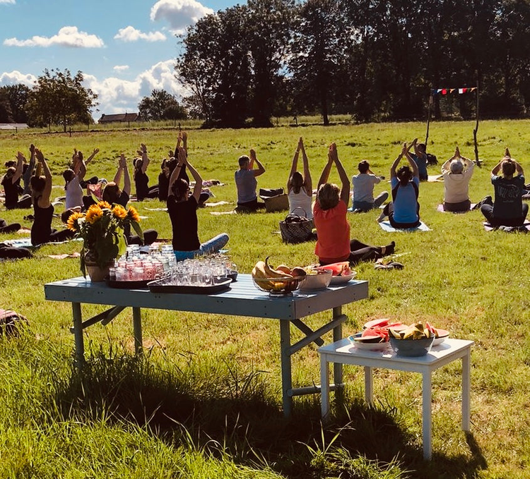 yoga in de wei bij de paarden|natuurlijkpaardenverblijf.nl