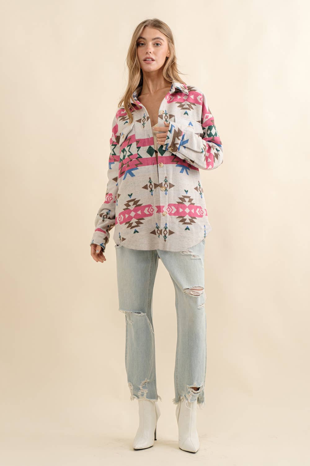 Blue B - Azteeks westernjack blouse van jacquard