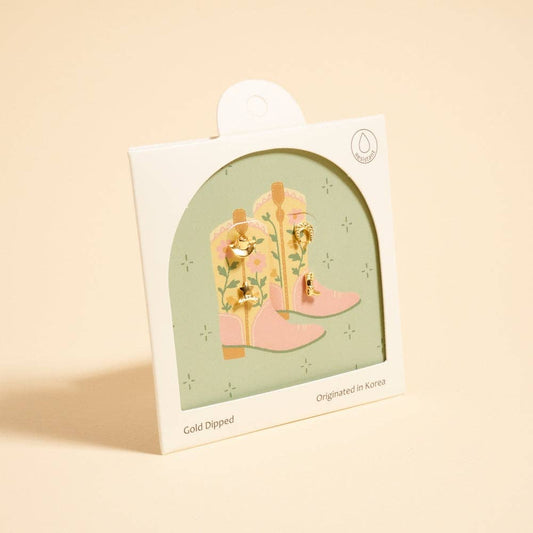 Designature - Goud Vergulde Western Iconen 2 Paar Oorbellen Set