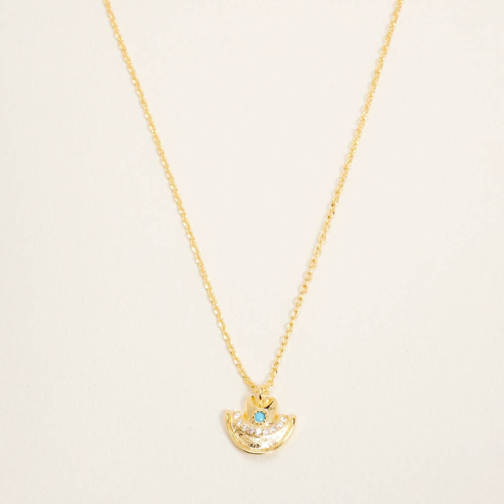 Designature - Vergulde western cowgirl-hoed rodeo-ketting met turquoise en kubieke zirkonia