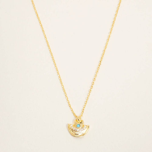 Designature - Vergulde western cowgirl-hoed rodeo-ketting met turquoise en kubieke zirkonia