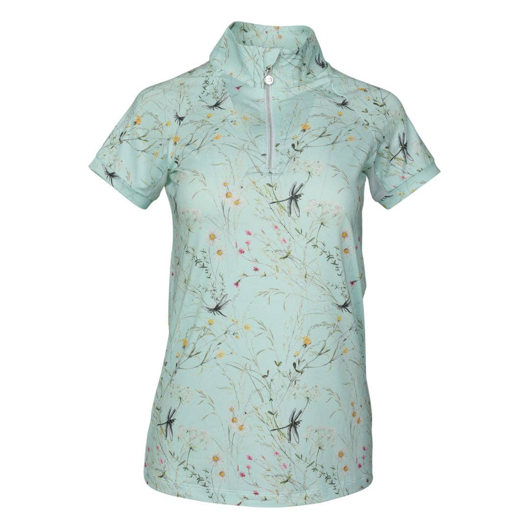 Dapplebay - Dragonfly Meadow Green zip rijshirt korte mouw