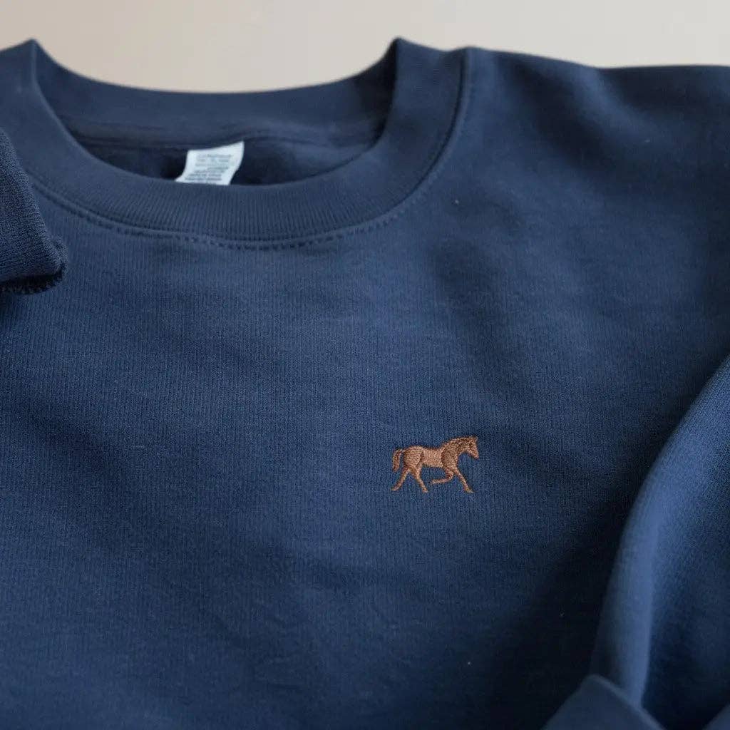 Bridle Up Hope - Heritage Navy Paardensweatshirt met geborduurd paardje