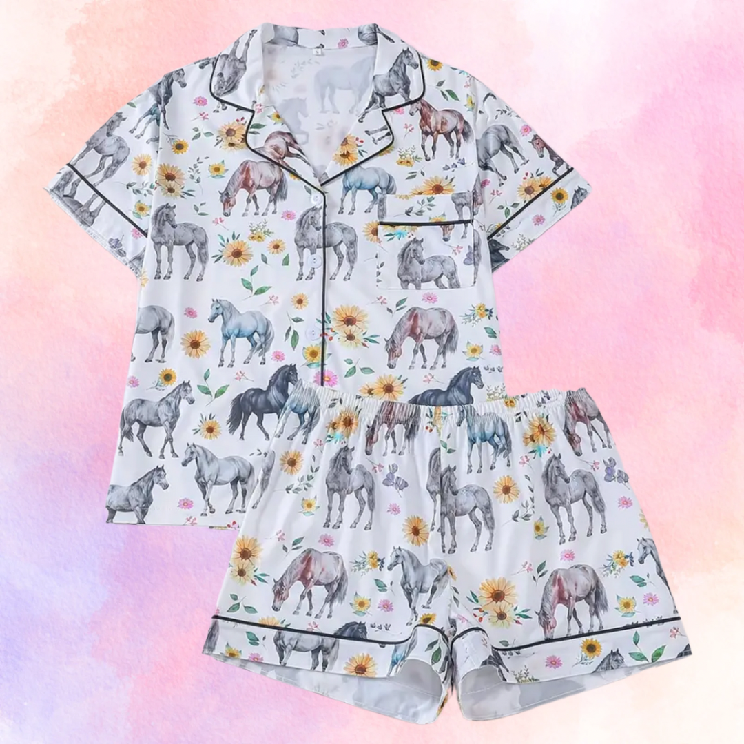 FMH - Dames zomerse pyjama set/ loungepak Grey Horse