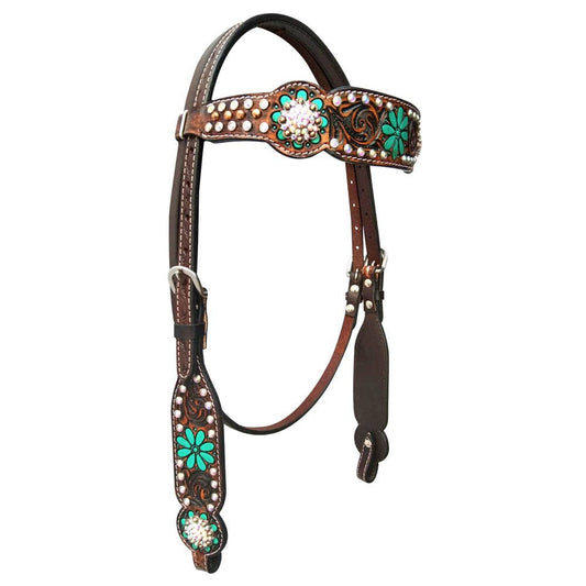 LS Western - Western Lederen Hoofdstel met strass