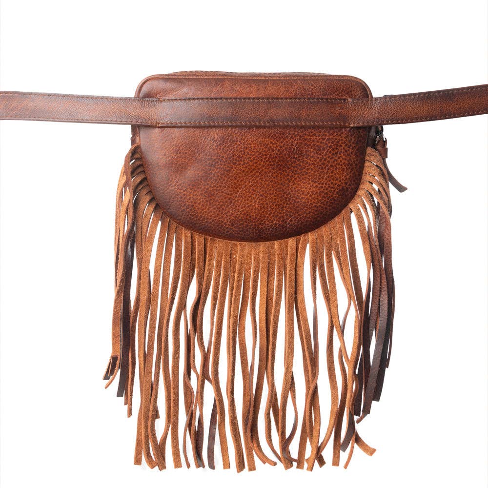 Myra Bag - Zidana Stormy Trails Fringed gelooid leren western heuptas