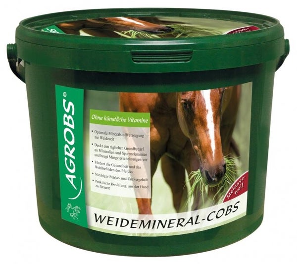 Agrobs WeideMineral Cobs zijn smakelijke, mineraalrijke snacks die de gezondheid en vitaliteit van paarden ondersteunen.

