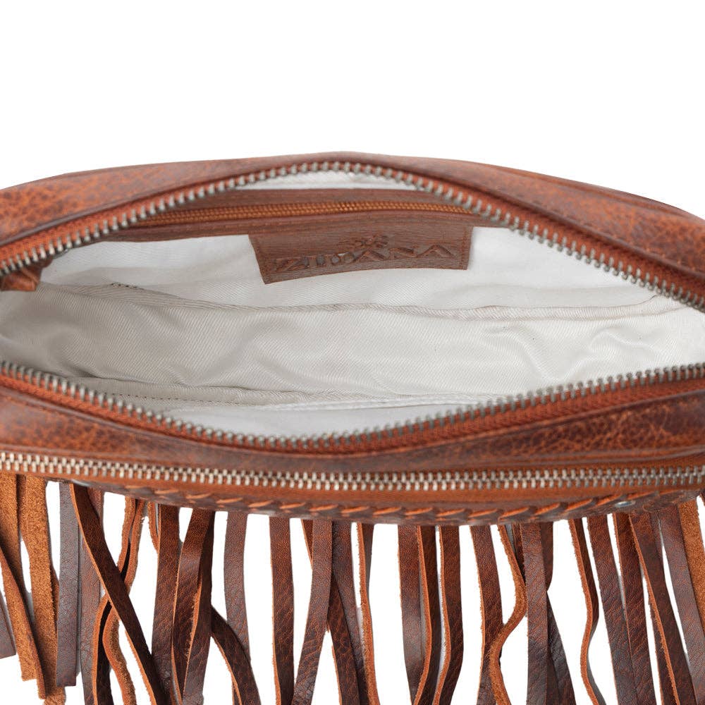 Myra Bag - Zidana Stormy Trails Fringed gelooid leren western heuptas