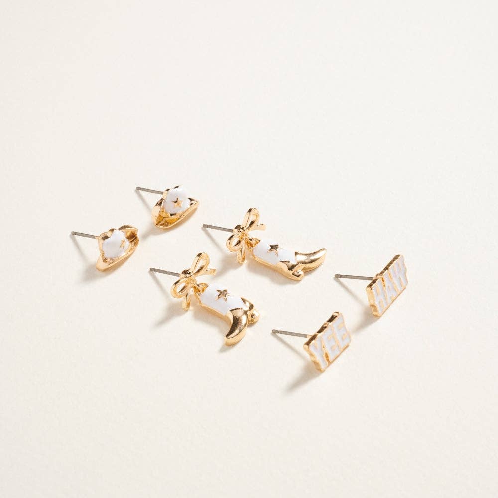 Designature - Western gemengde cowgirl-thema 3-delige set met oorstekers