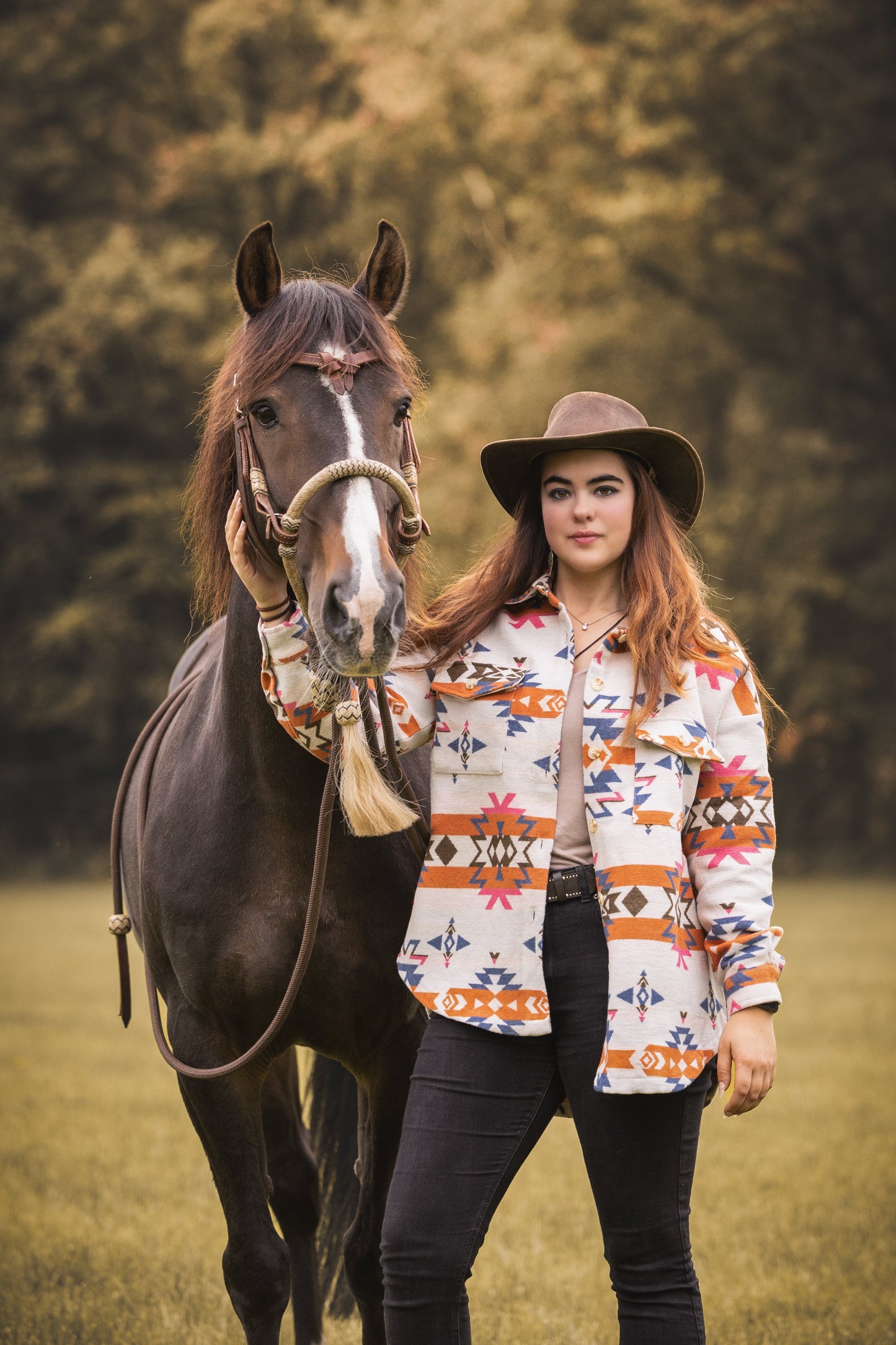 Blue B - Azteeks westernjack blouse van jacquard