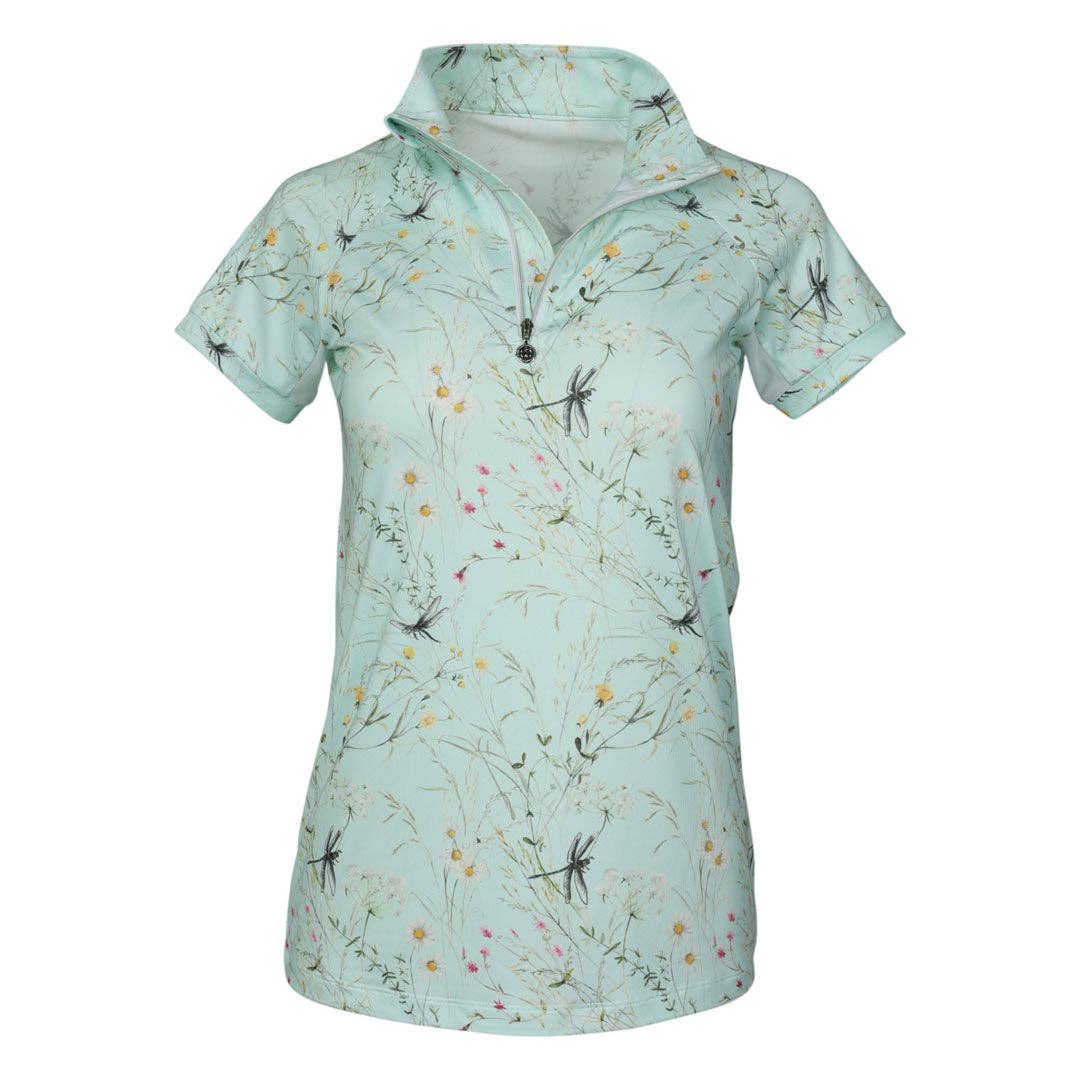 Dapplebay - Dragonfly Meadow Green zip rijshirt korte mouw