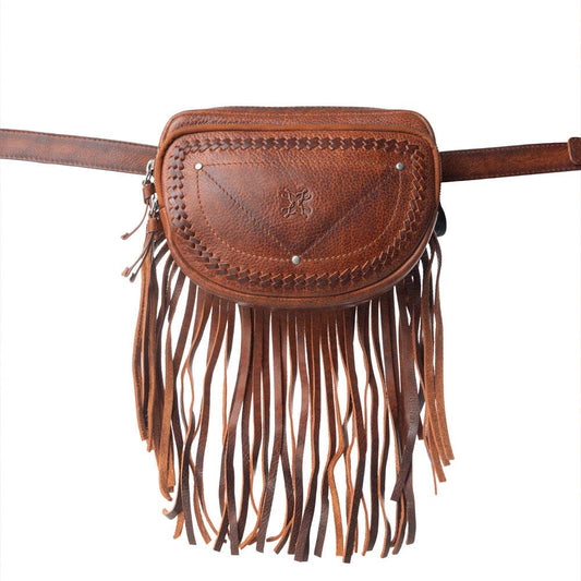 Myra Bag - Zidana Stormy Trails Fringed gelooid leren western heuptas