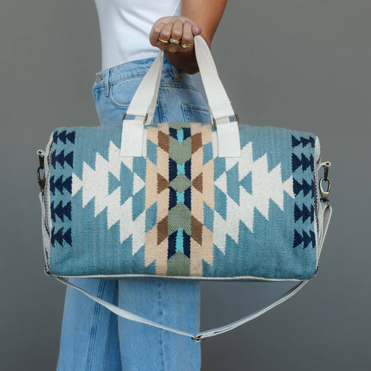 Panache Apparel Co - Blauw, Crème & Tan Western Reistas weekendtas