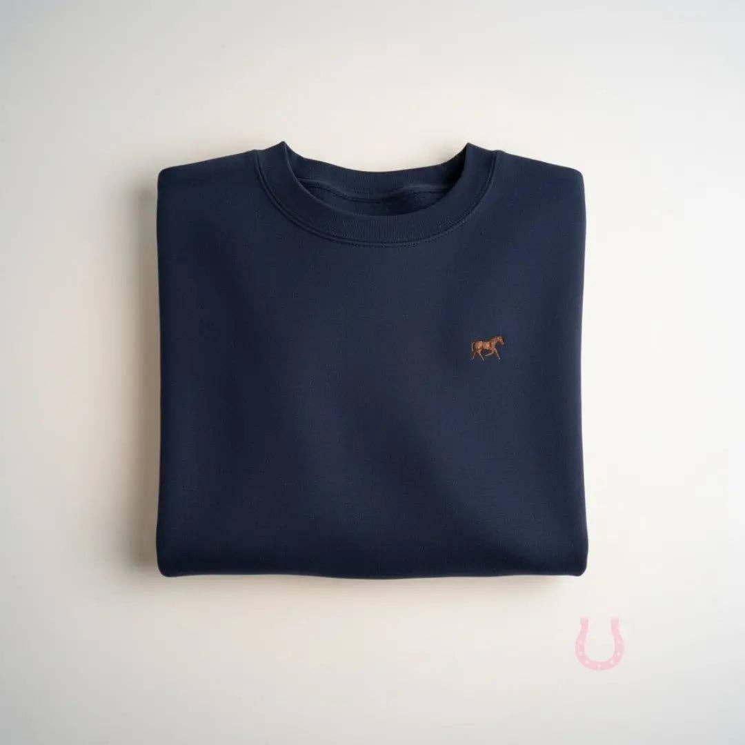 Bridle Up Hope - Heritage Navy Paardensweatshirt met geborduurd paardje