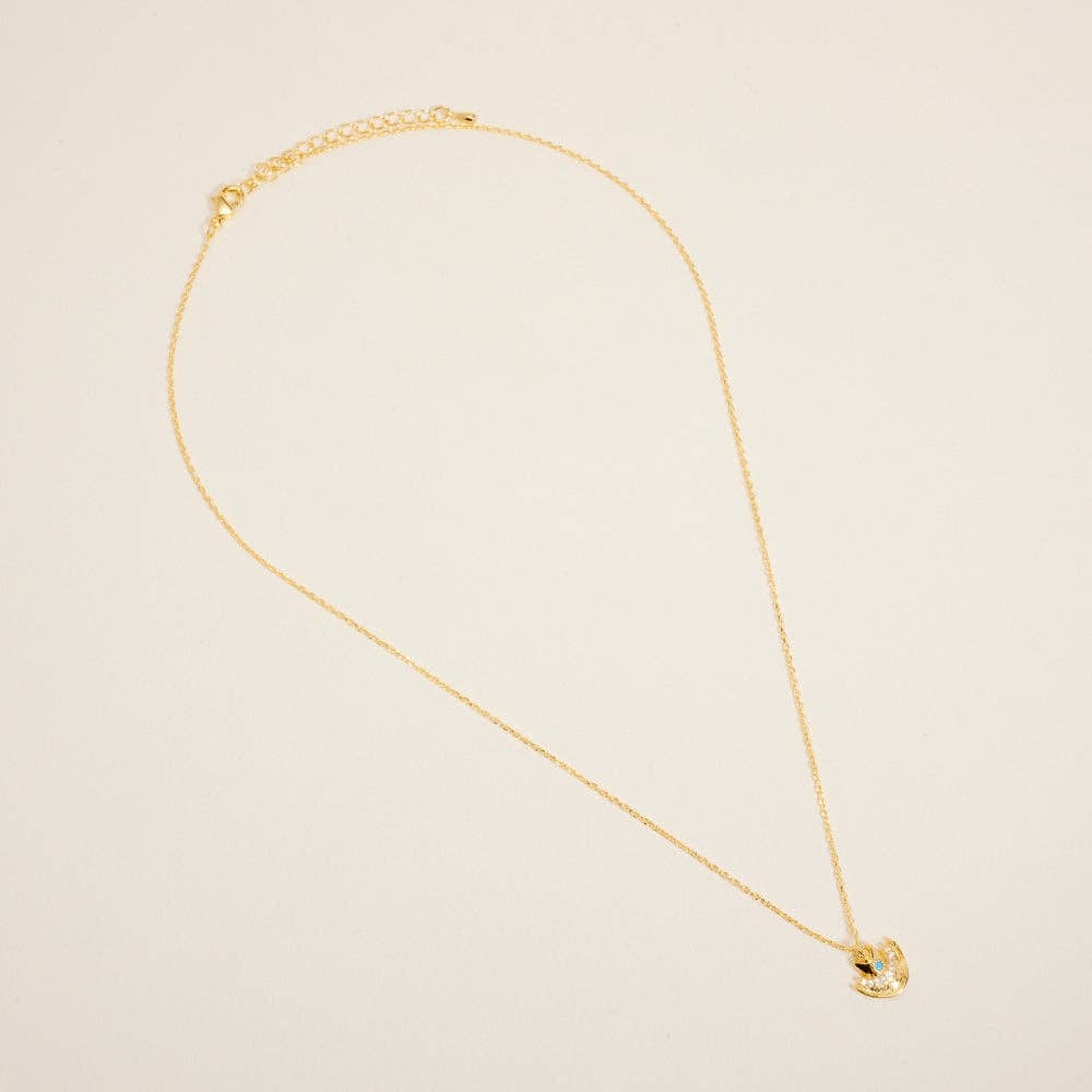 Designature - Vergulde western cowgirl-hoed rodeo-ketting met turquoise en kubieke zirkonia
