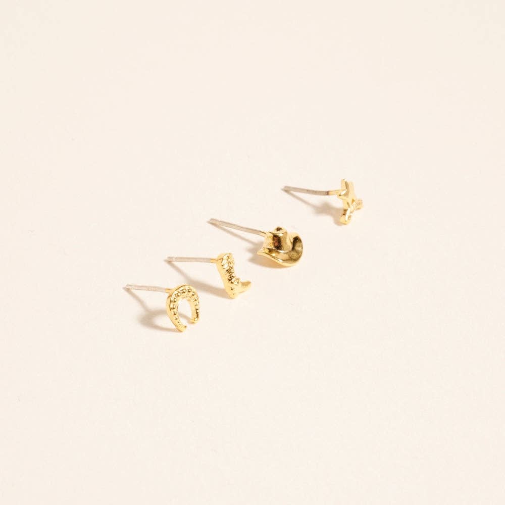 Designature - Goud Vergulde Western Iconen 2 Paar Oorbellen Set