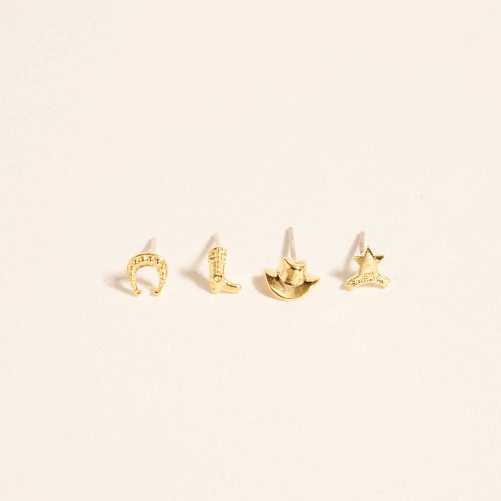 Designature - Goud Vergulde Western Iconen 2 Paar Oorbellen Set