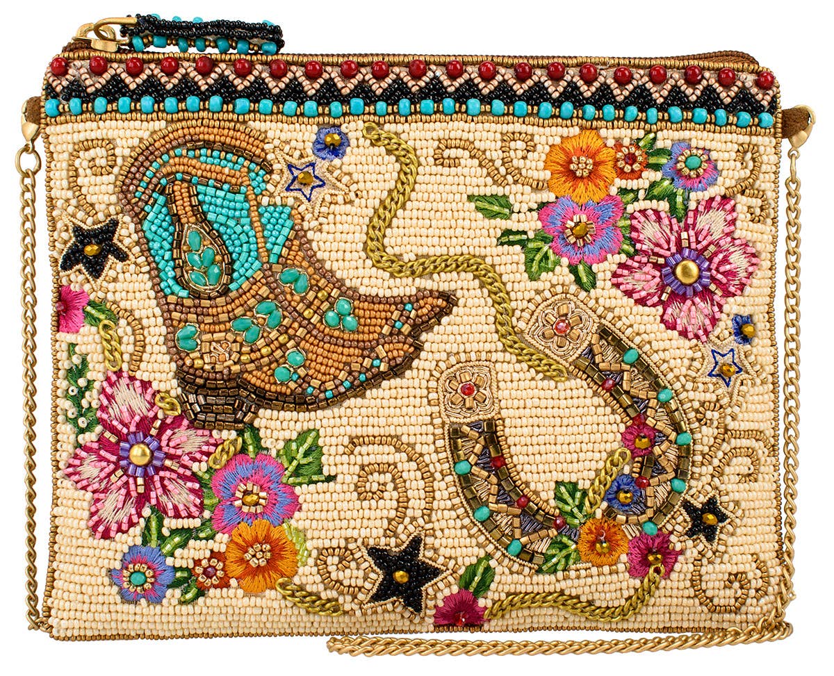Mary Frances - On The Range Westernlaarzen en Hoefijzer Ivoor Luxe Kralen tasje