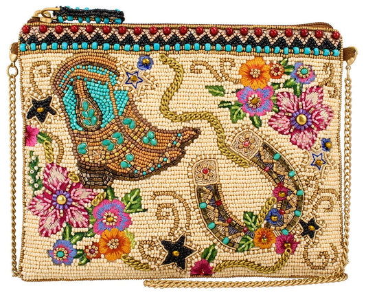 Mary Frances - On The Range Westernlaarzen en Hoefijzer Ivoor Luxe Kralen tasje