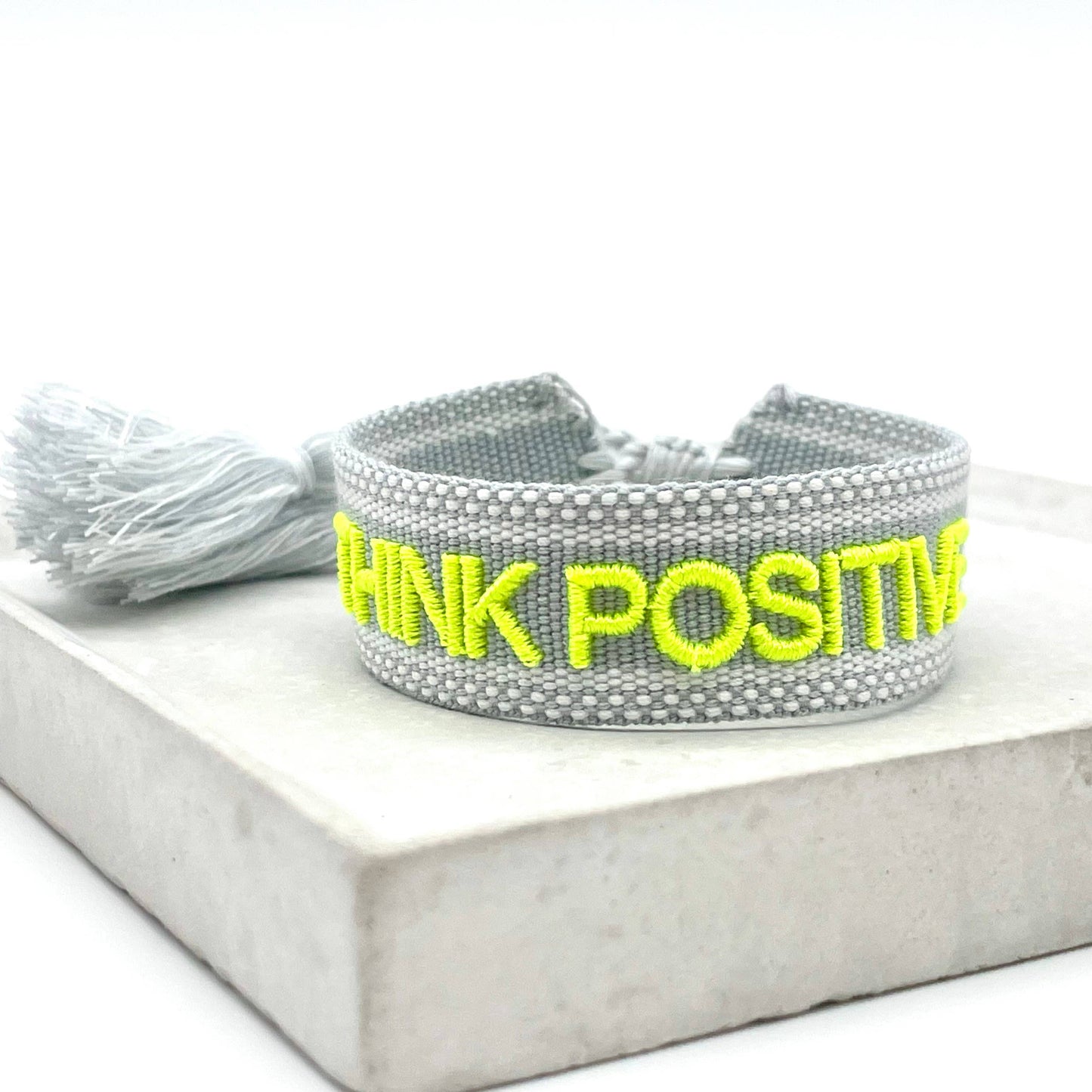 Parsley & pepper - Think Positive armband grijs/ neon geel
