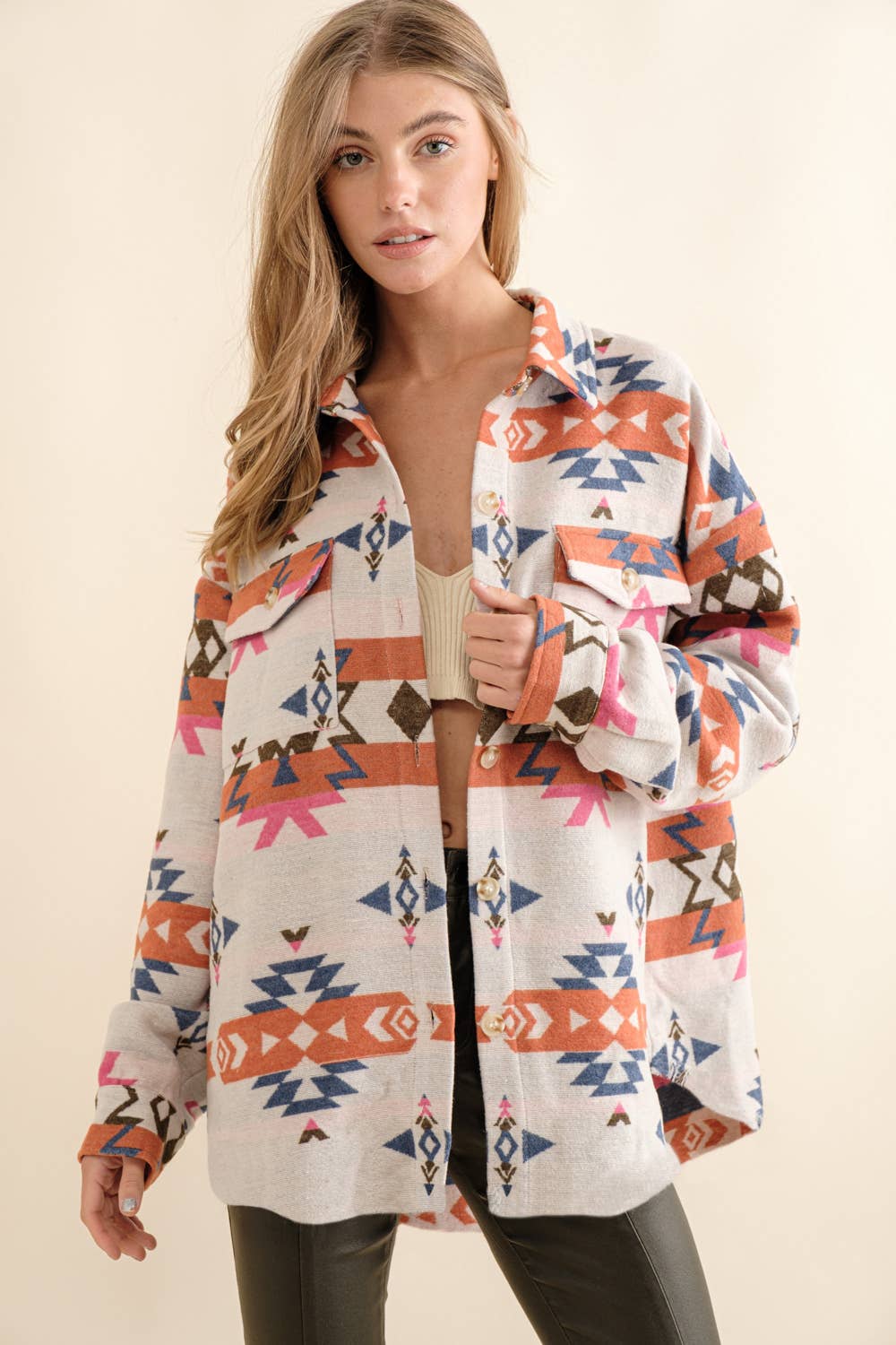 Blue B - Azteeks westernjack blouse van jacquard