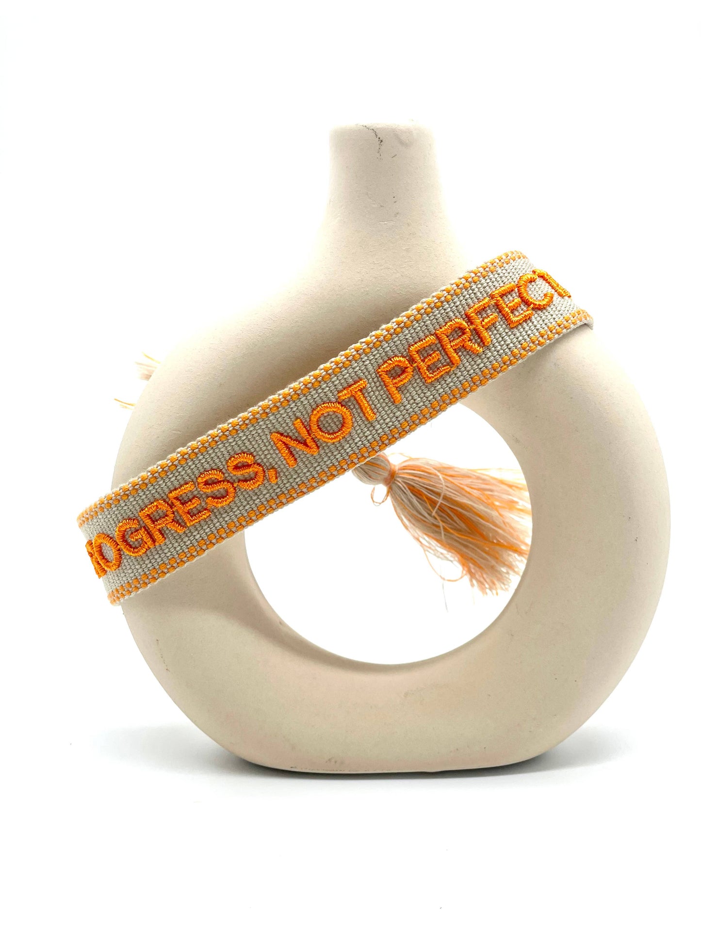 Parsley & Pepper - Progress, not Perfection armband beige/ oranje