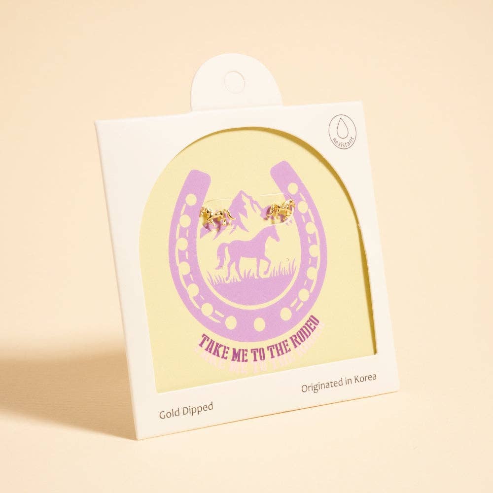 Designature - Goud Vergulde Rodeo Paard Western Oorstekers