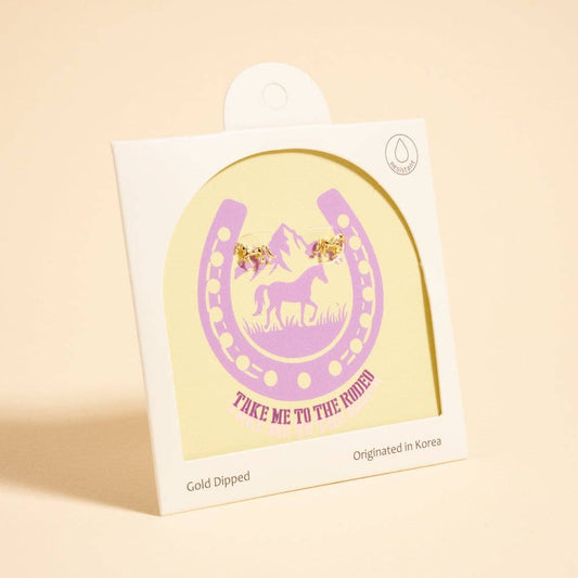 Designature - Goud Vergulde Rodeo Paard Western Oorstekers