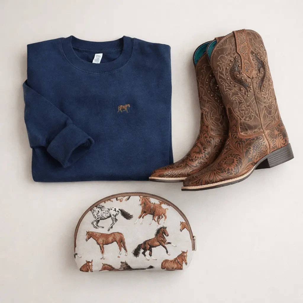 Bridle Up Hope - Heritage Navy Paardensweatshirt met geborduurd paardje