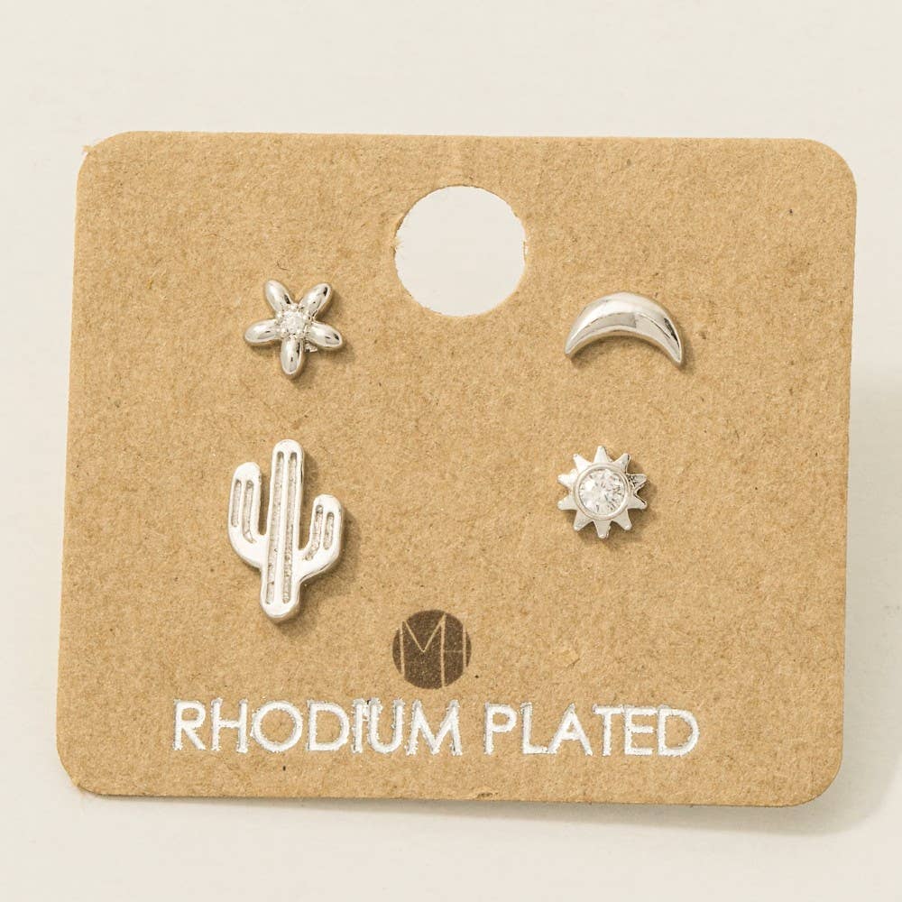 Fame - Vergulde Mini Cactus Bloem Oorknopjes Set