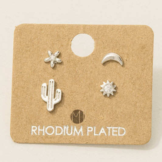 Fame - Vergulde Mini Cactus Bloem Oorknopjes Set