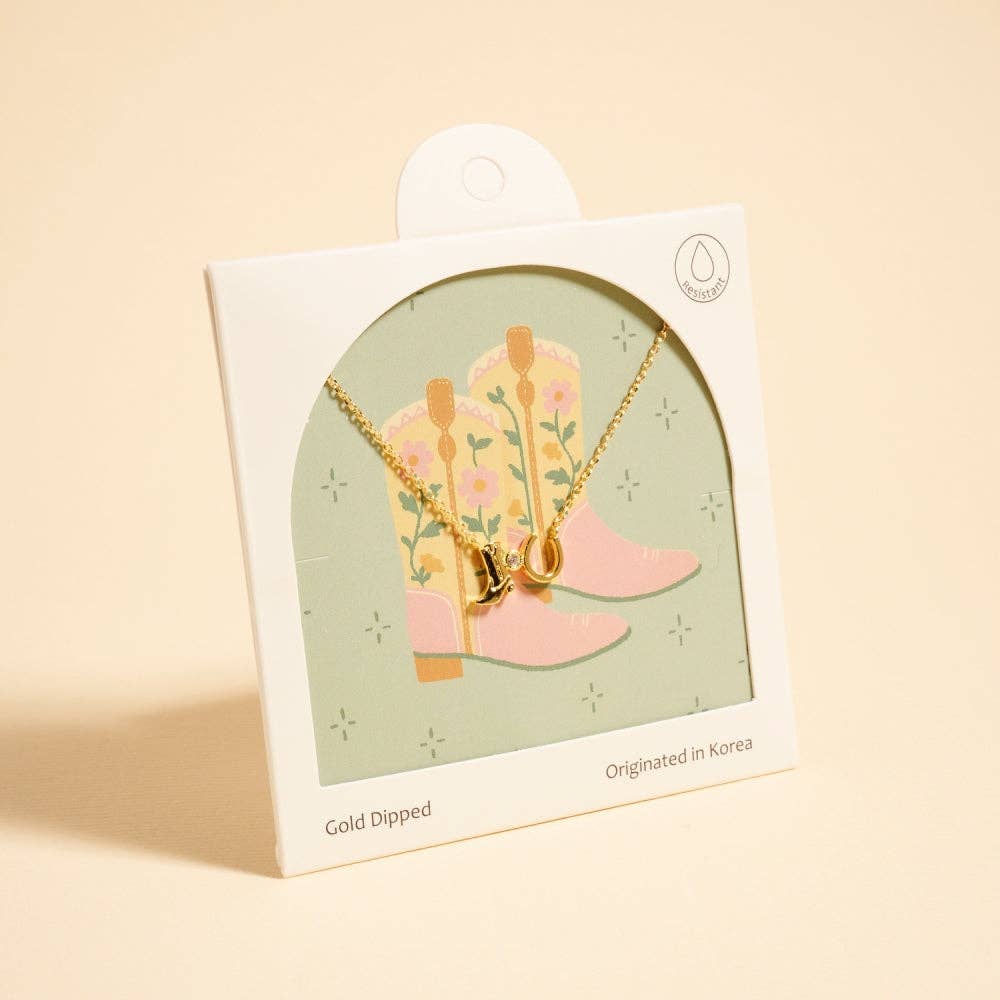 Designature - Goud Gedompelde Rodeo Laarzen Hoefijzer Ketting